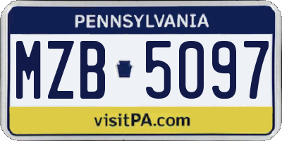 PA license plate MZB5097