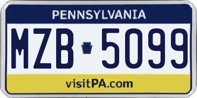 PA license plate MZB5099