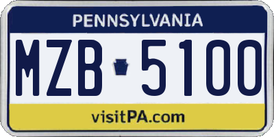 PA license plate MZB5100