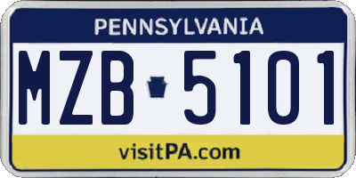 PA license plate MZB5101