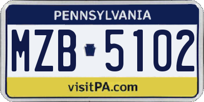 PA license plate MZB5102