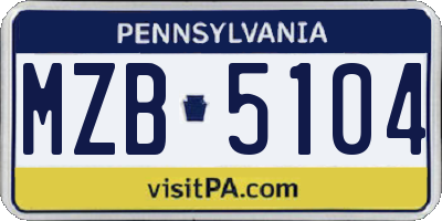 PA license plate MZB5104