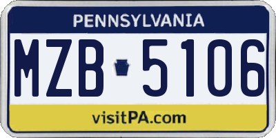 PA license plate MZB5106
