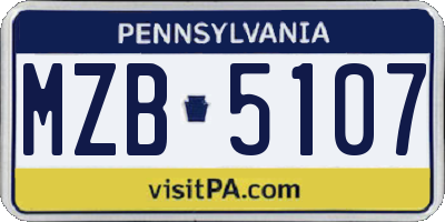 PA license plate MZB5107