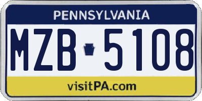 PA license plate MZB5108