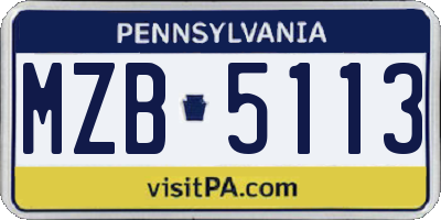 PA license plate MZB5113