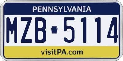PA license plate MZB5114