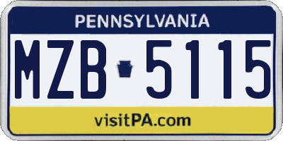 PA license plate MZB5115