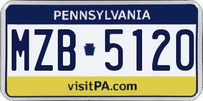 PA license plate MZB5120