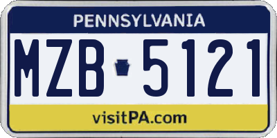 PA license plate MZB5121