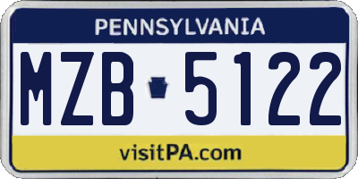 PA license plate MZB5122