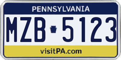 PA license plate MZB5123