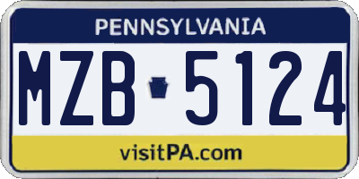 PA license plate MZB5124