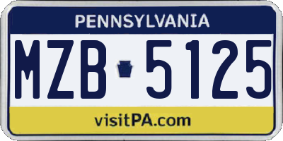 PA license plate MZB5125