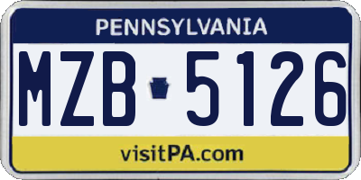 PA license plate MZB5126