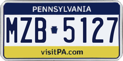 PA license plate MZB5127