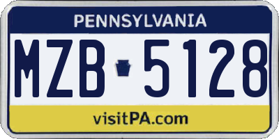 PA license plate MZB5128