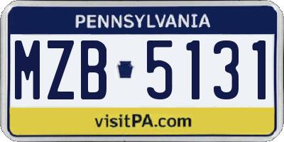 PA license plate MZB5131