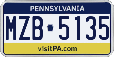 PA license plate MZB5135