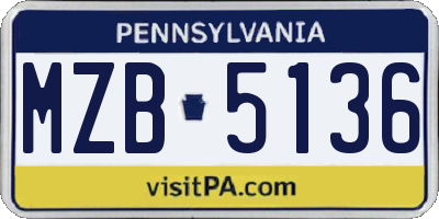 PA license plate MZB5136