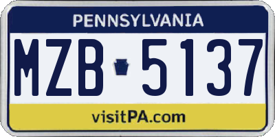 PA license plate MZB5137