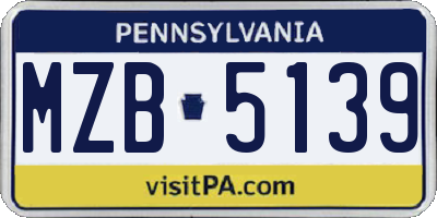 PA license plate MZB5139