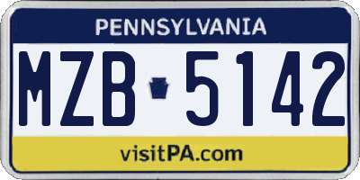 PA license plate MZB5142
