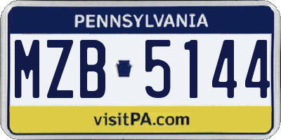 PA license plate MZB5144