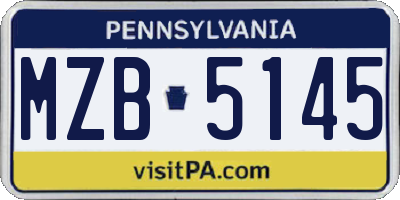 PA license plate MZB5145