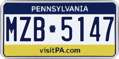 PA license plate MZB5147