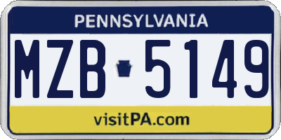 PA license plate MZB5149