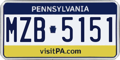 PA license plate MZB5151