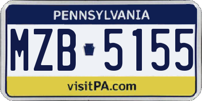 PA license plate MZB5155