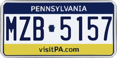 PA license plate MZB5157