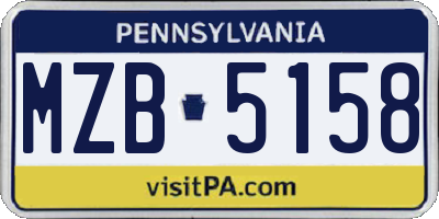 PA license plate MZB5158