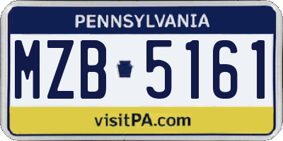 PA license plate MZB5161