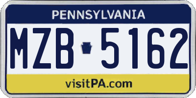 PA license plate MZB5162