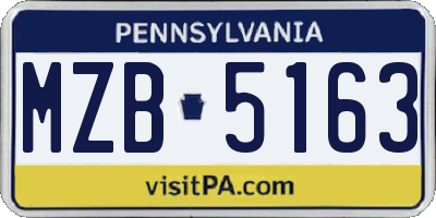 PA license plate MZB5163