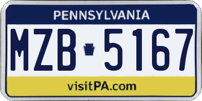 PA license plate MZB5167