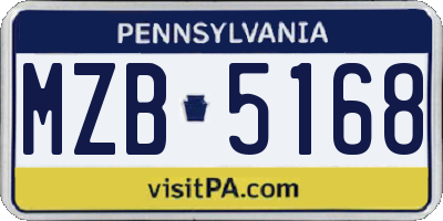 PA license plate MZB5168