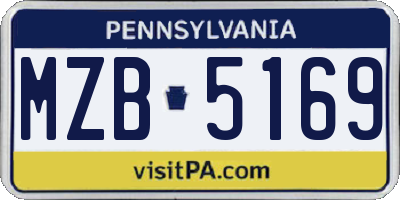 PA license plate MZB5169