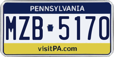 PA license plate MZB5170