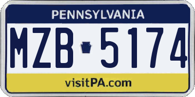 PA license plate MZB5174