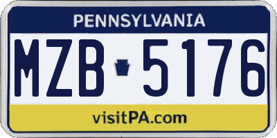 PA license plate MZB5176