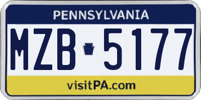 PA license plate MZB5177