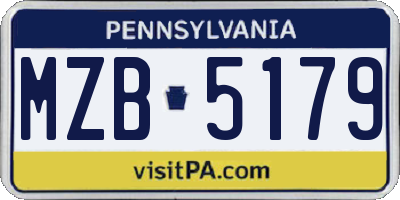 PA license plate MZB5179