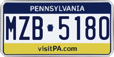 PA license plate MZB5180