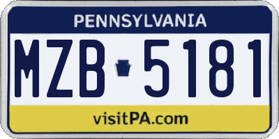PA license plate MZB5181
