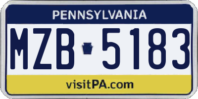 PA license plate MZB5183