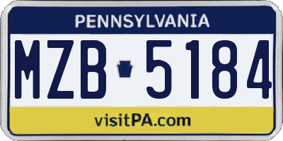 PA license plate MZB5184